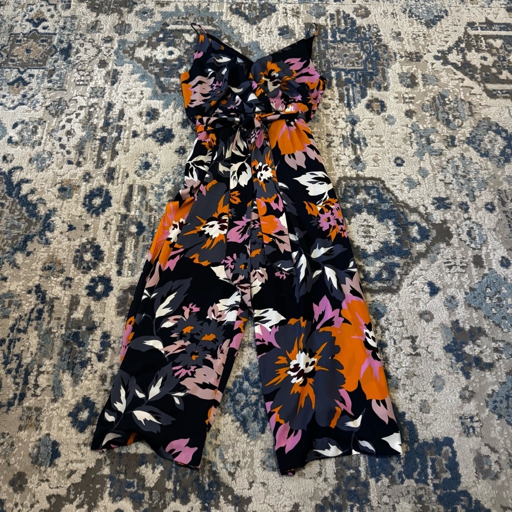 H&M Floral Women's Jumpsuit - Black, Orange, Pink - Picture 2 of 6